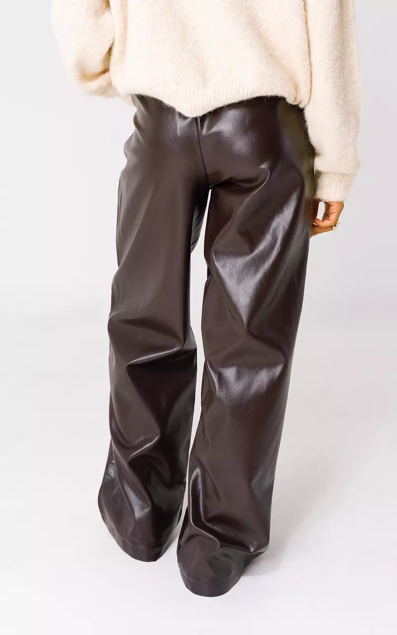 Leather look trousers Dark Brown