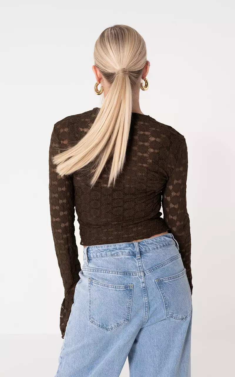 Laced see-through top Dark Brown