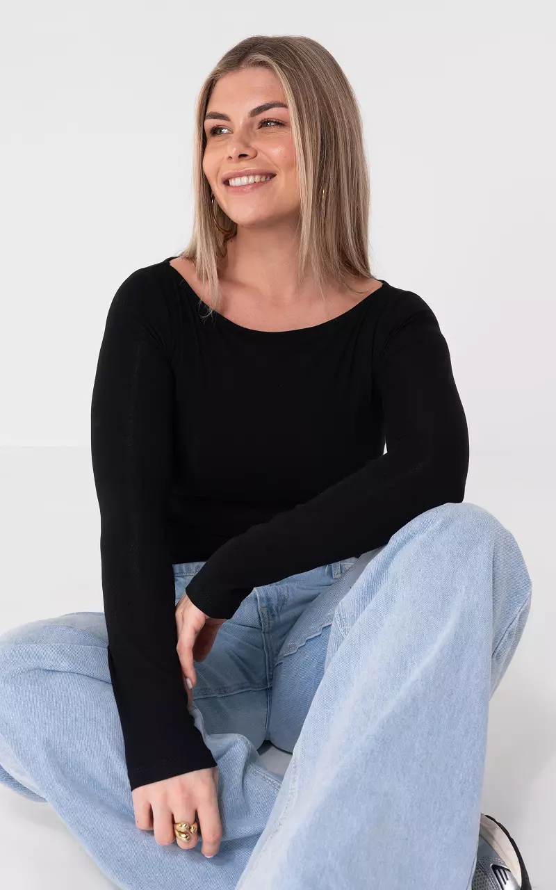 Top mit Falten Schwarz