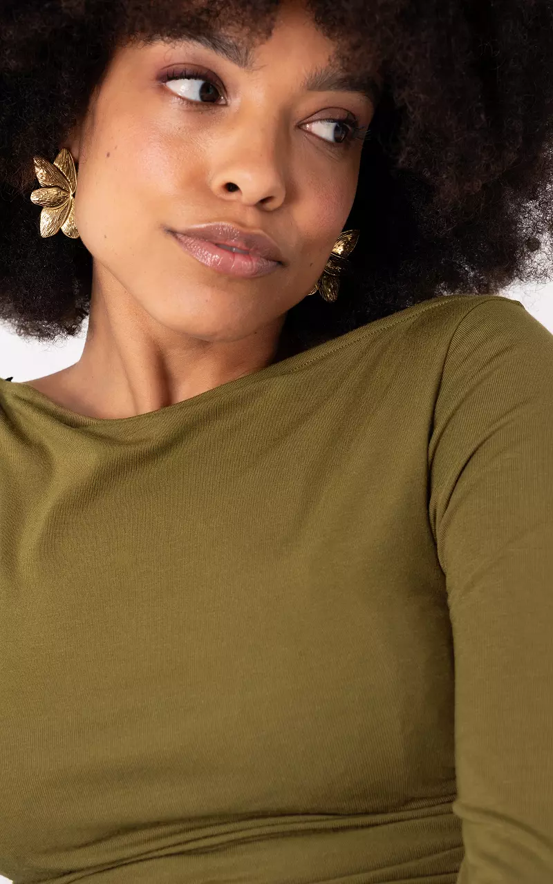 Top with boat neck Kaki