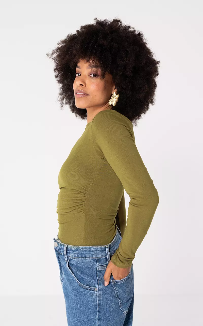 Top with boat neck Kaki