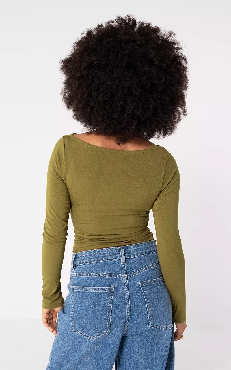 Top with boat neck Kaki