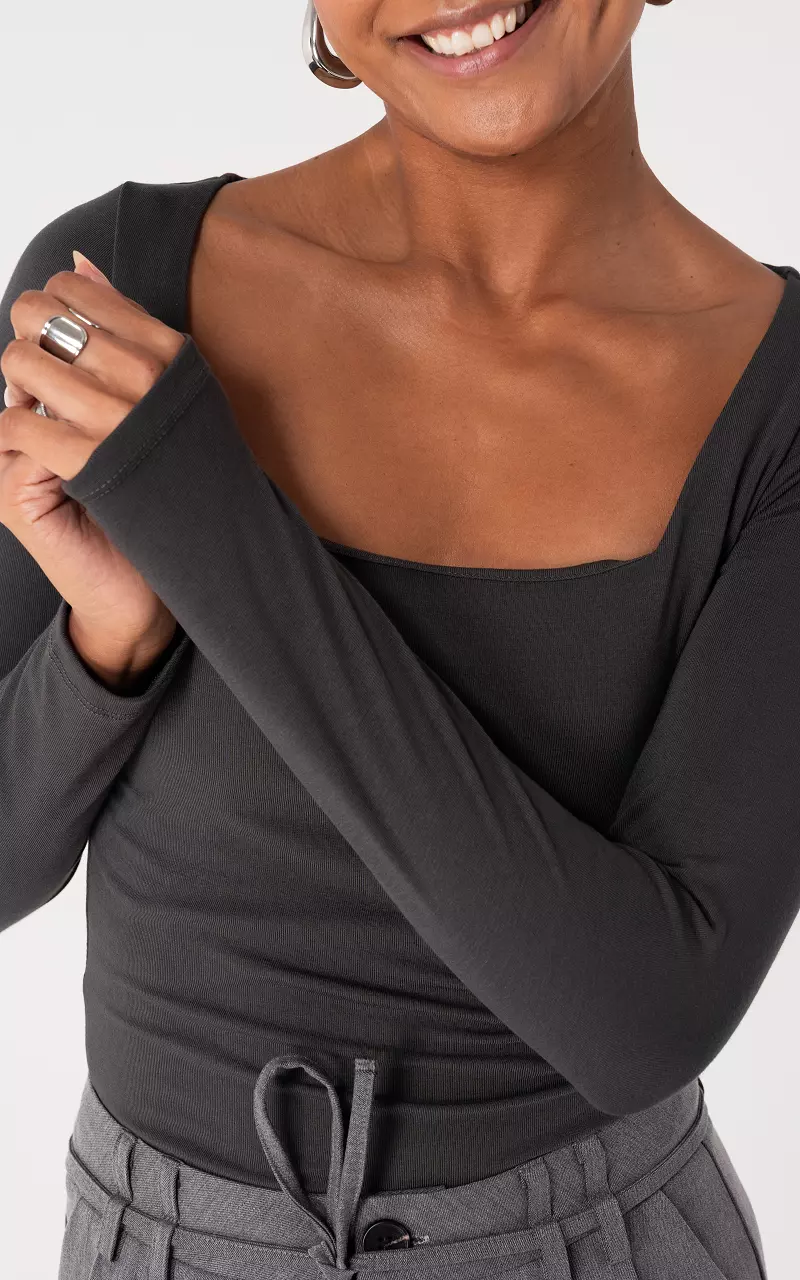 Top with square neck Dark Grey