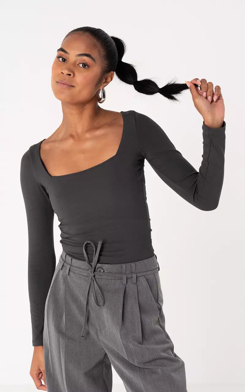 Top with square neck Dark Grey