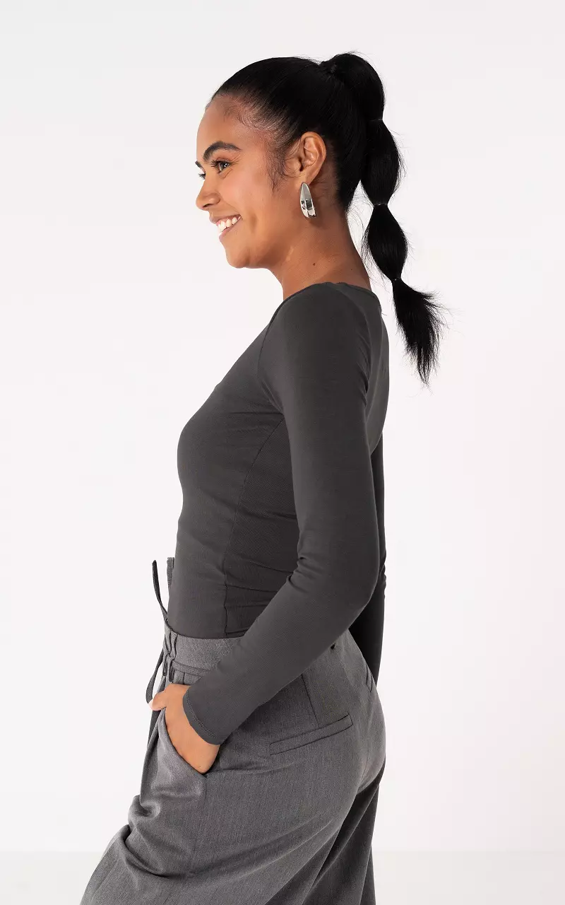 Top with square neck Dark Grey