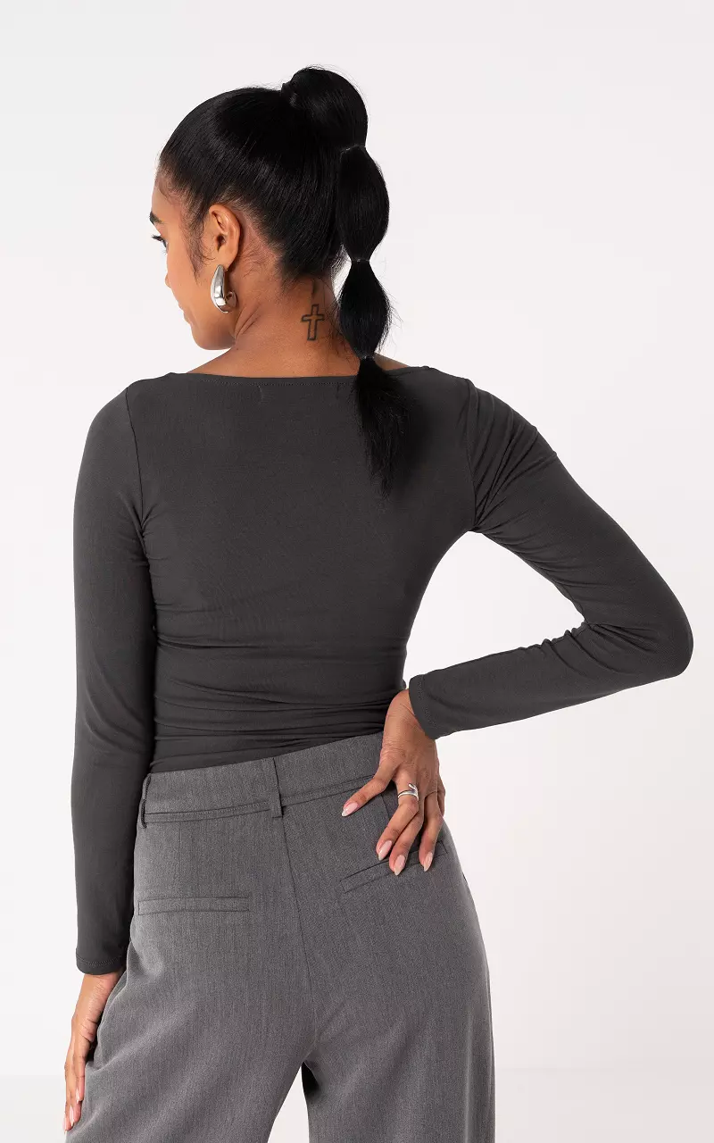 Top with square neck Dark Grey