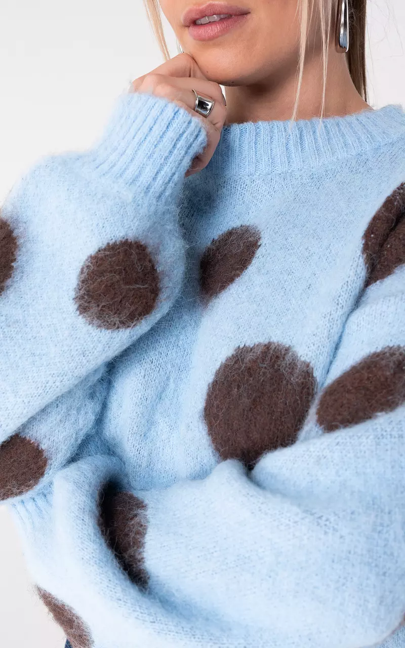 Sweater with dots Light Blue Brown
