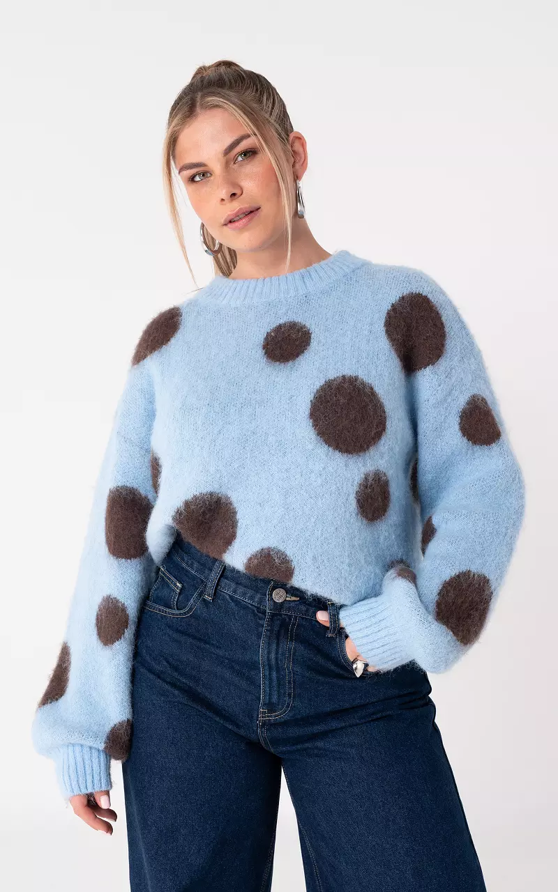Sweater with dots Light Blue Brown