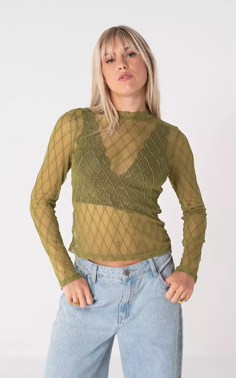 See-through top Kaki