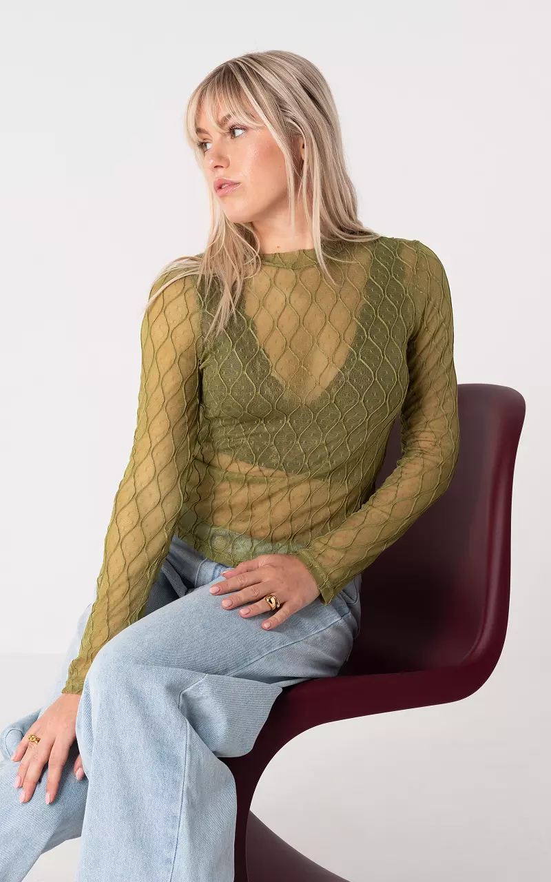 Transparentes Top Kaki
