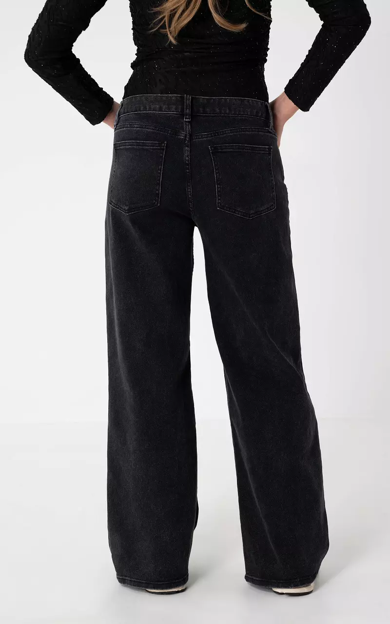 Wide leg jeans Donkergrijs