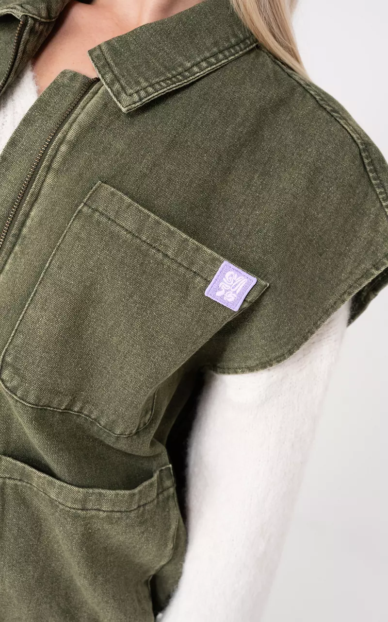 Denim gilet Kaki