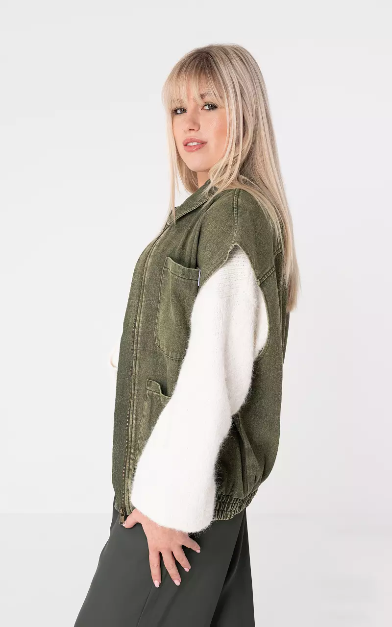 Denim gilet Kaki