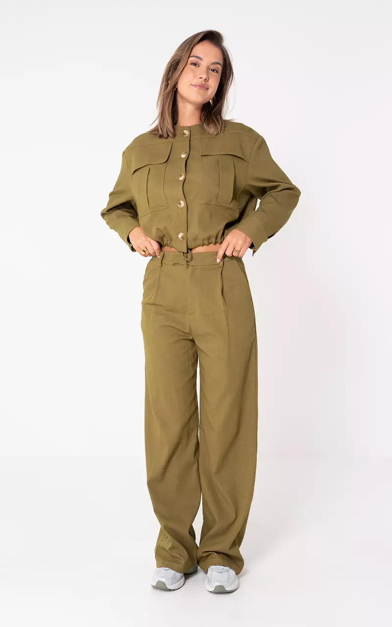 Wide leg broek Kaki