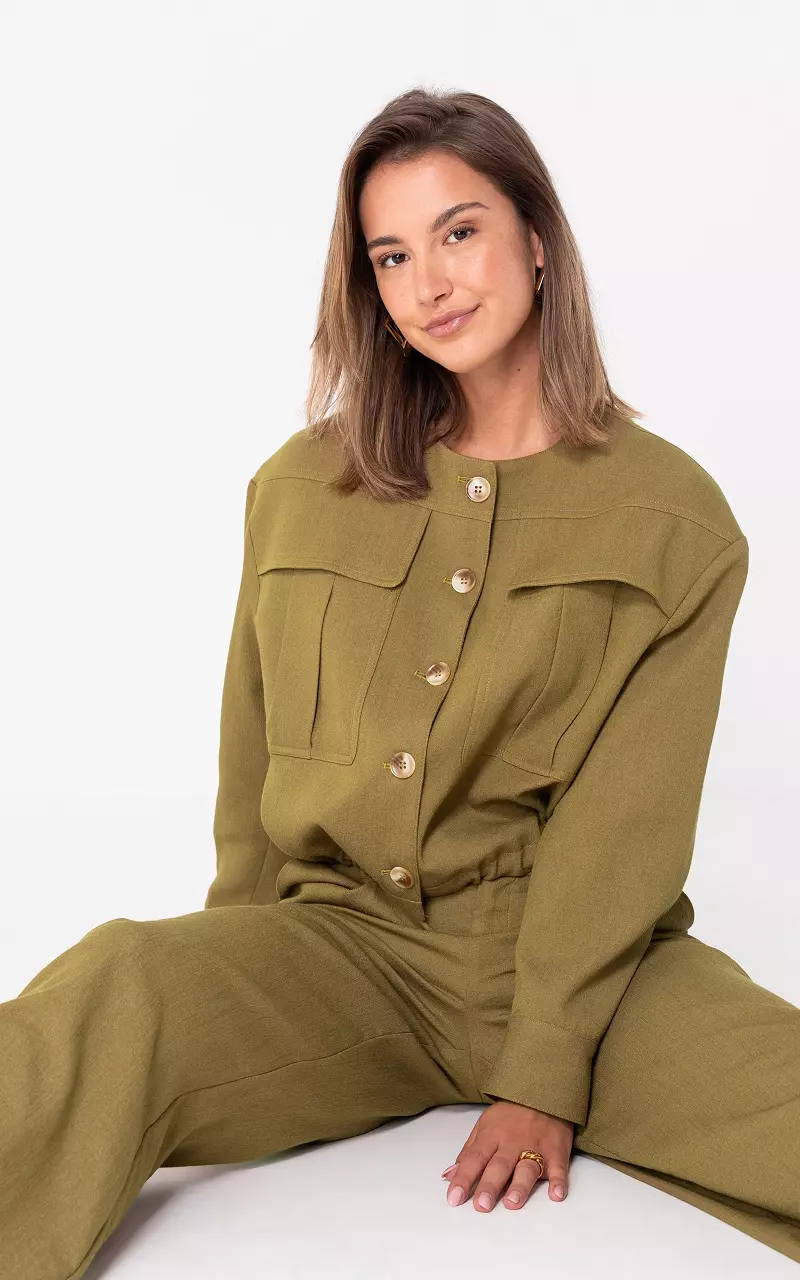 Blouse met knopen Kaki