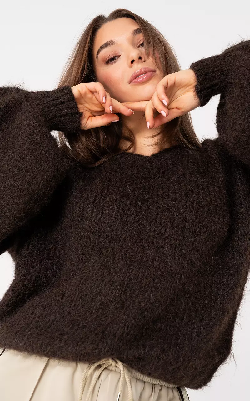 Oversized trui Donkerbruin