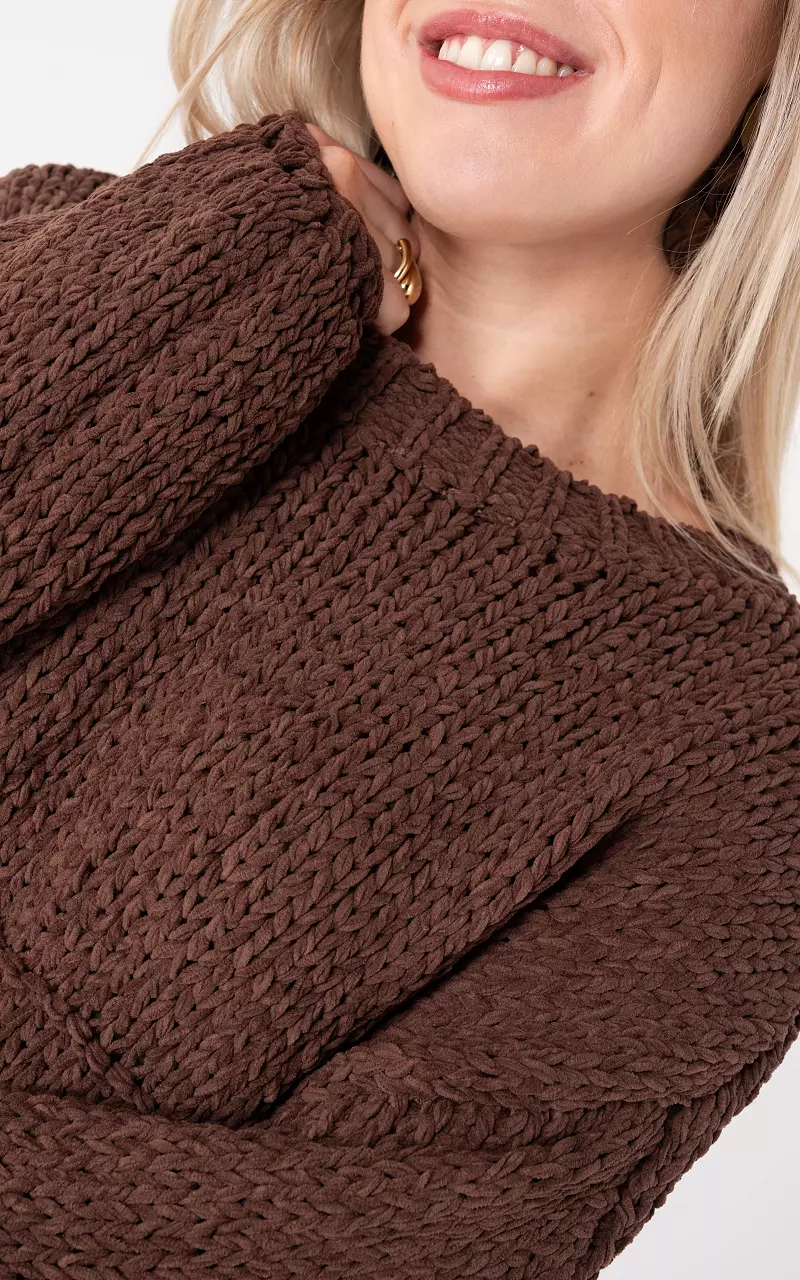 Sweater with round neck Brown