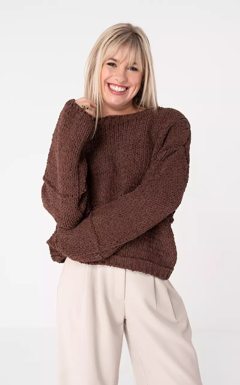 Sweater with round neck Brown