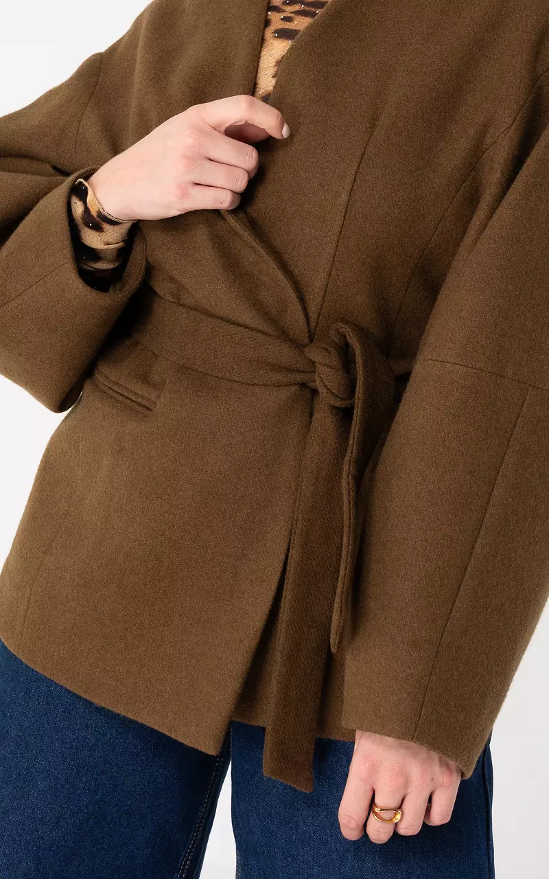 Jacke mit Gürtel Braun