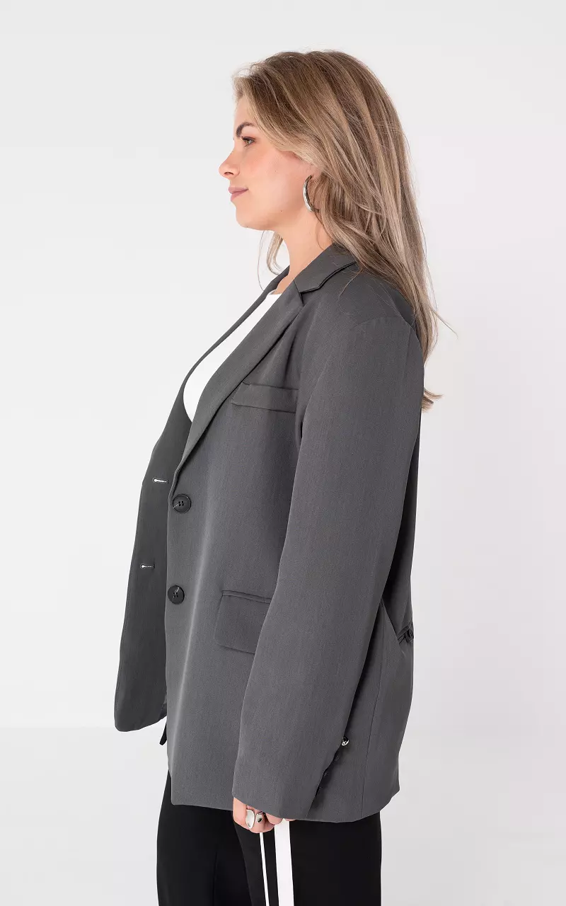 Oversized blazer with decorative pockets Dark Grey