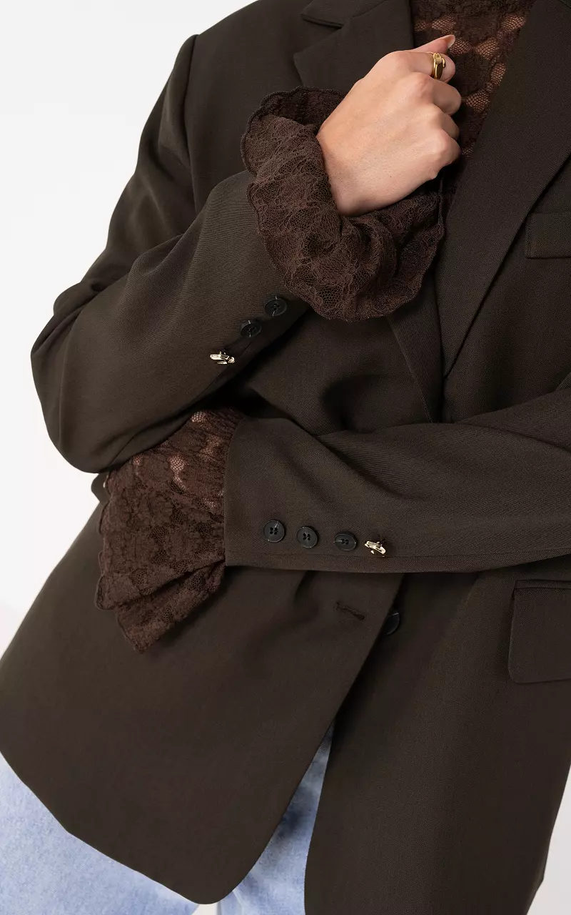 Oversized blazer with decorative pockets Dark Brown