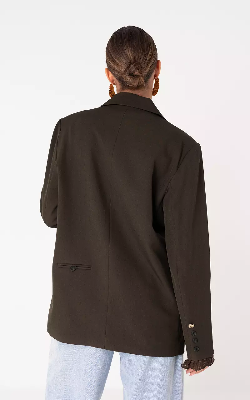 Oversized blazer with decorative pockets Dark Brown