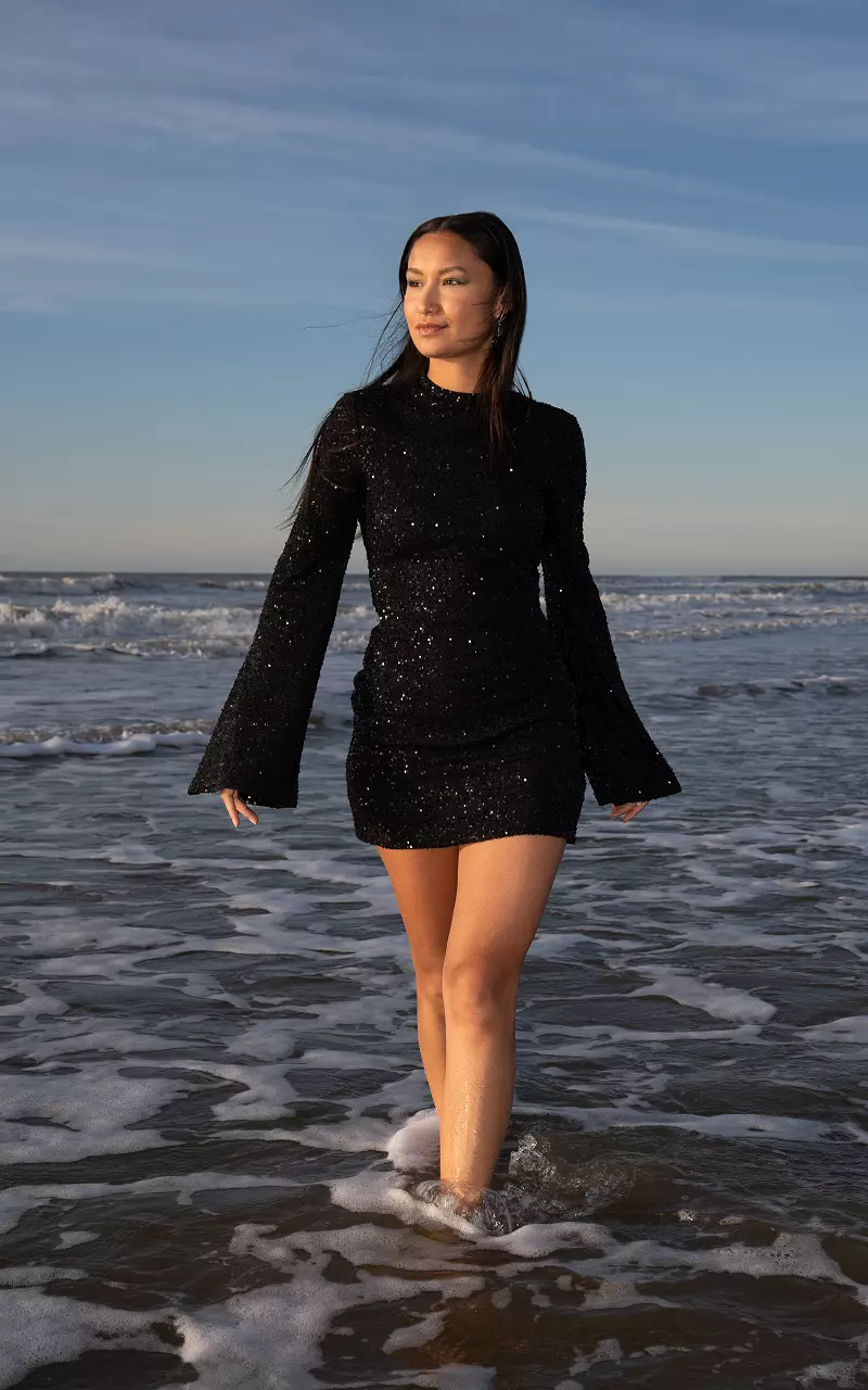 Glitter jurk Zwart