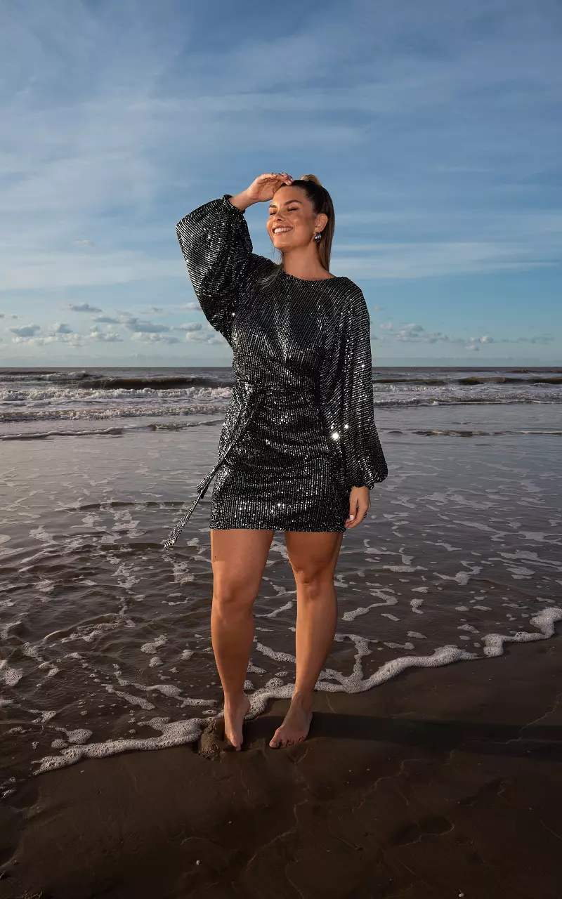 Jurk met pailletten Zwart Zilver