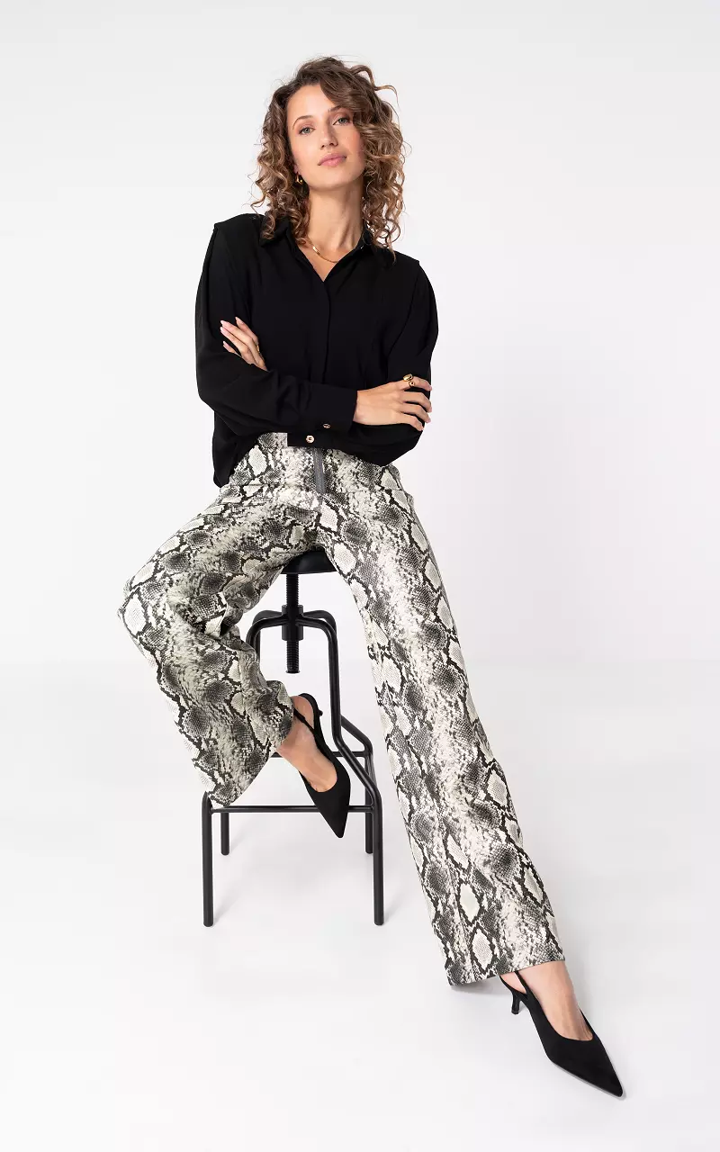 Wide leg broek Wit Grijs