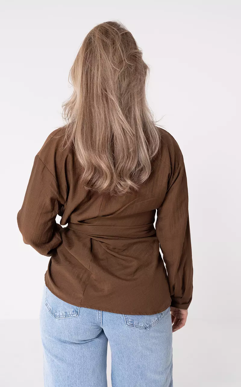 Blouse with bow Brown
