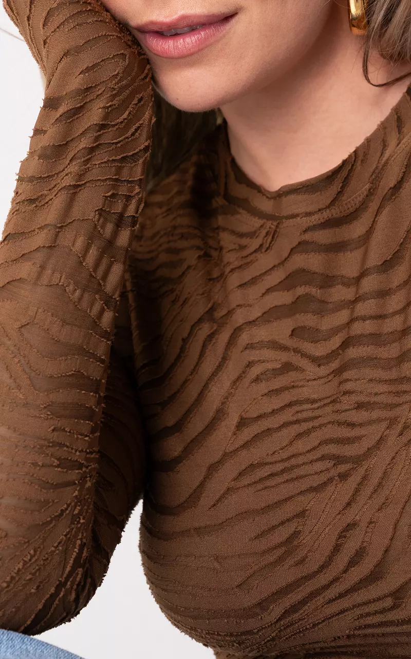 Top with pattern Brown