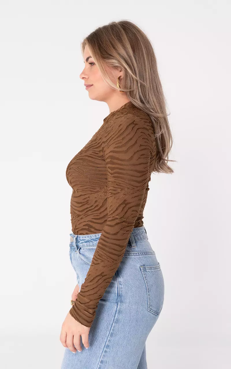 Top with pattern Brown