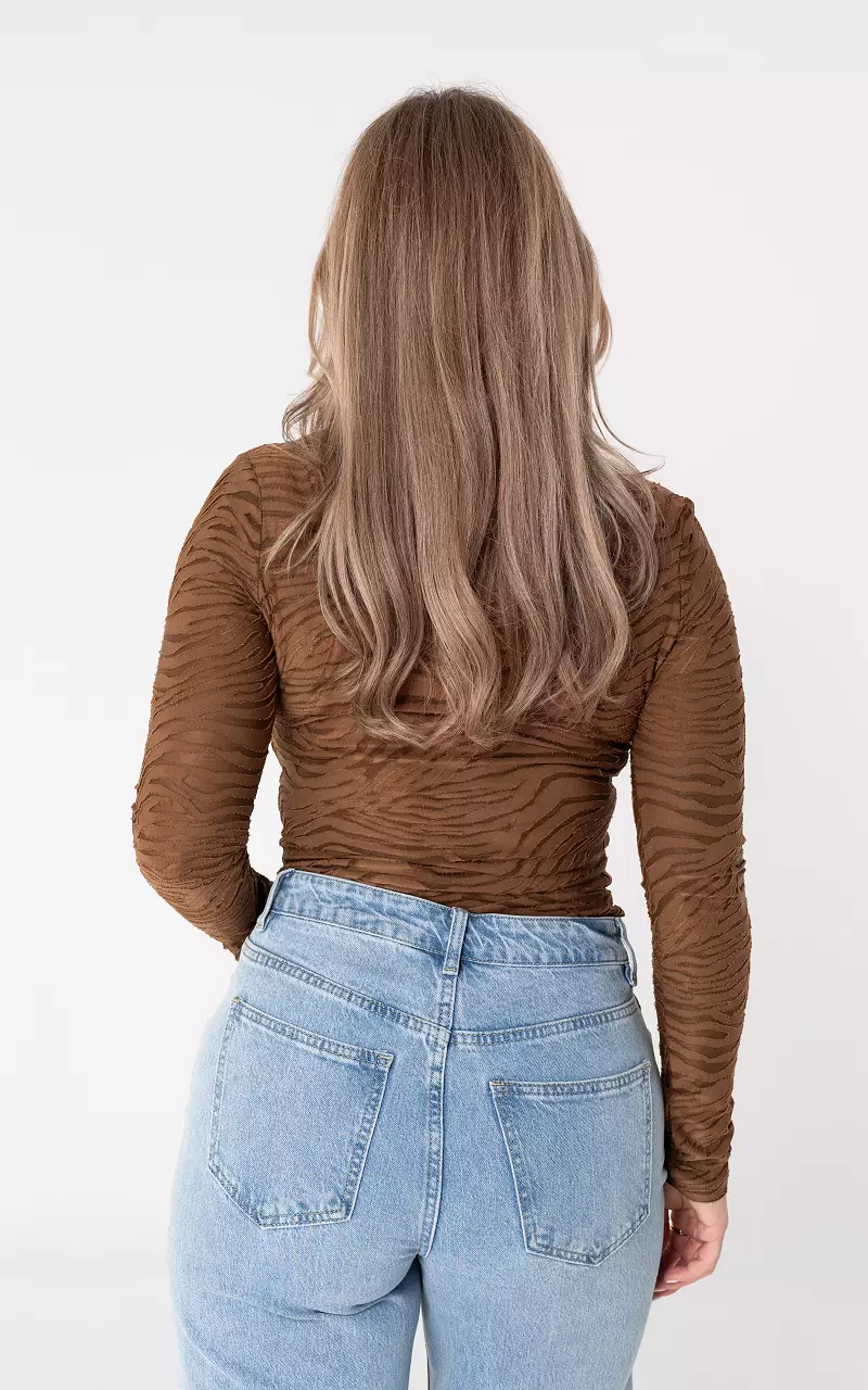Top with pattern Brown