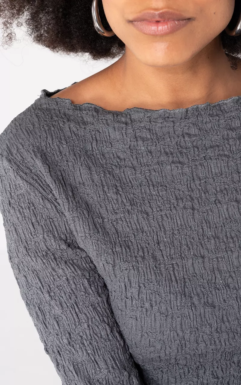 Top with boat neckline Dark Grey