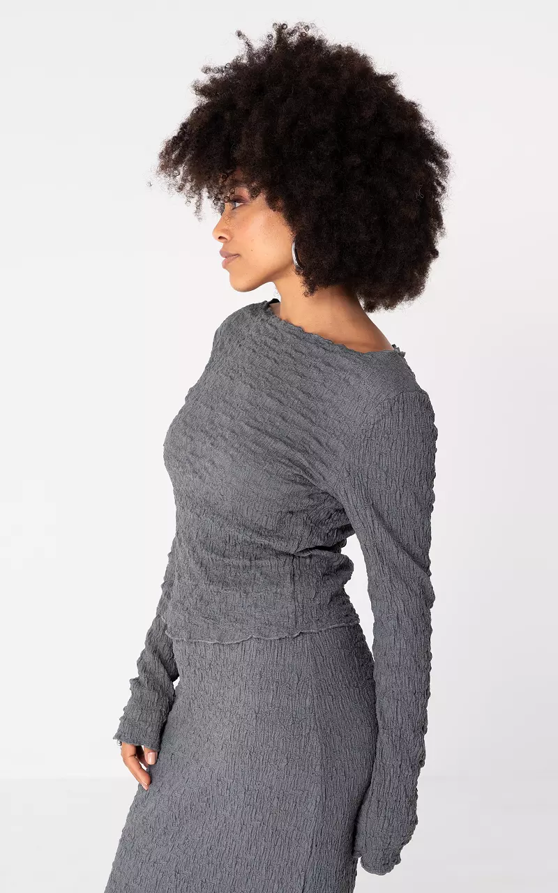 Top with boat neckline Dark Grey