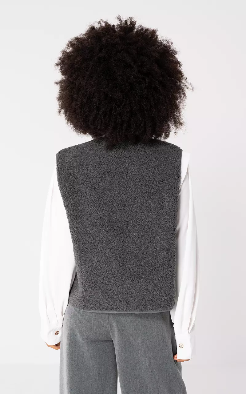 Teddy gilet with side pockets Dark Grey