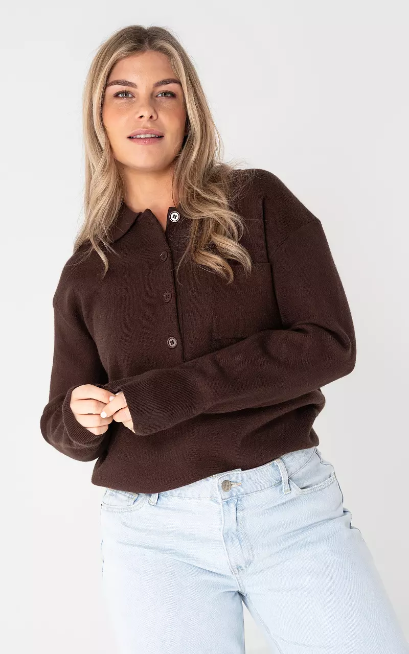 Trui met knopen Donkerbruin