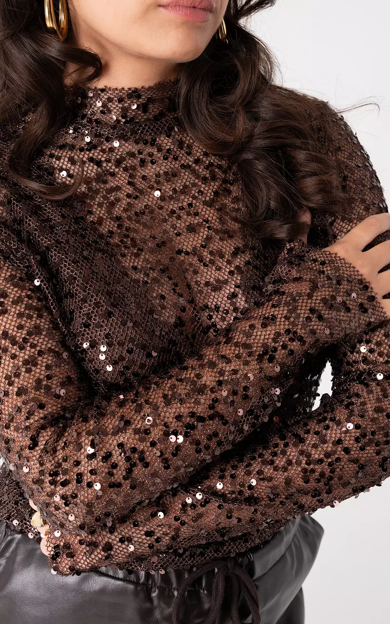Sequins top Dark Brown