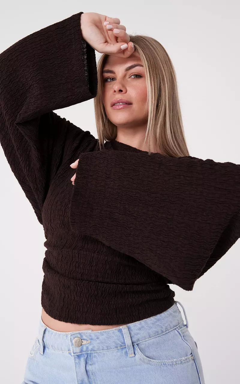 Top mit Falten Dunkelbraun