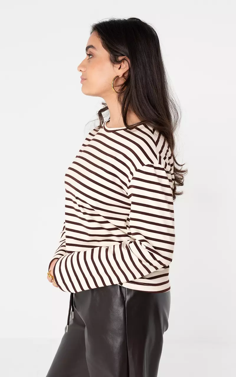 Shirt with stripes Cream Brown