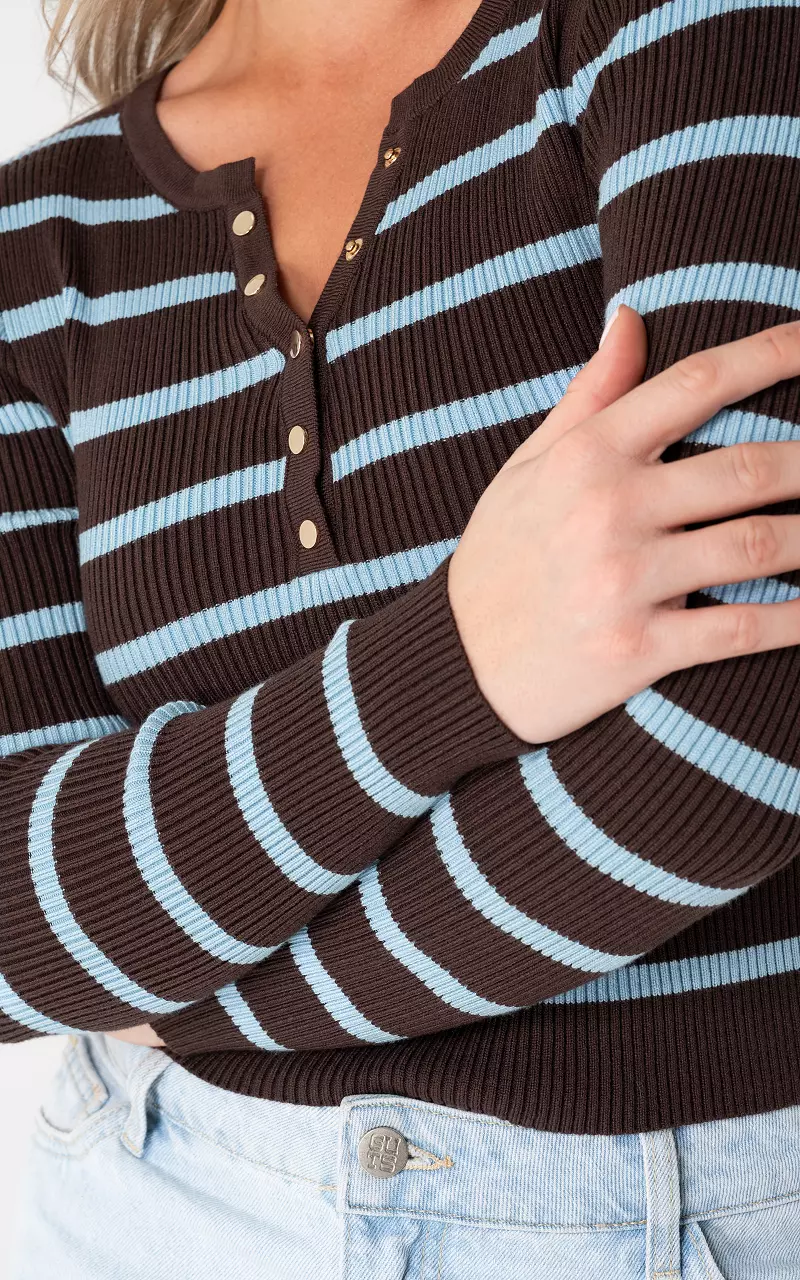 Gestreiftes Top Braun Hellblau