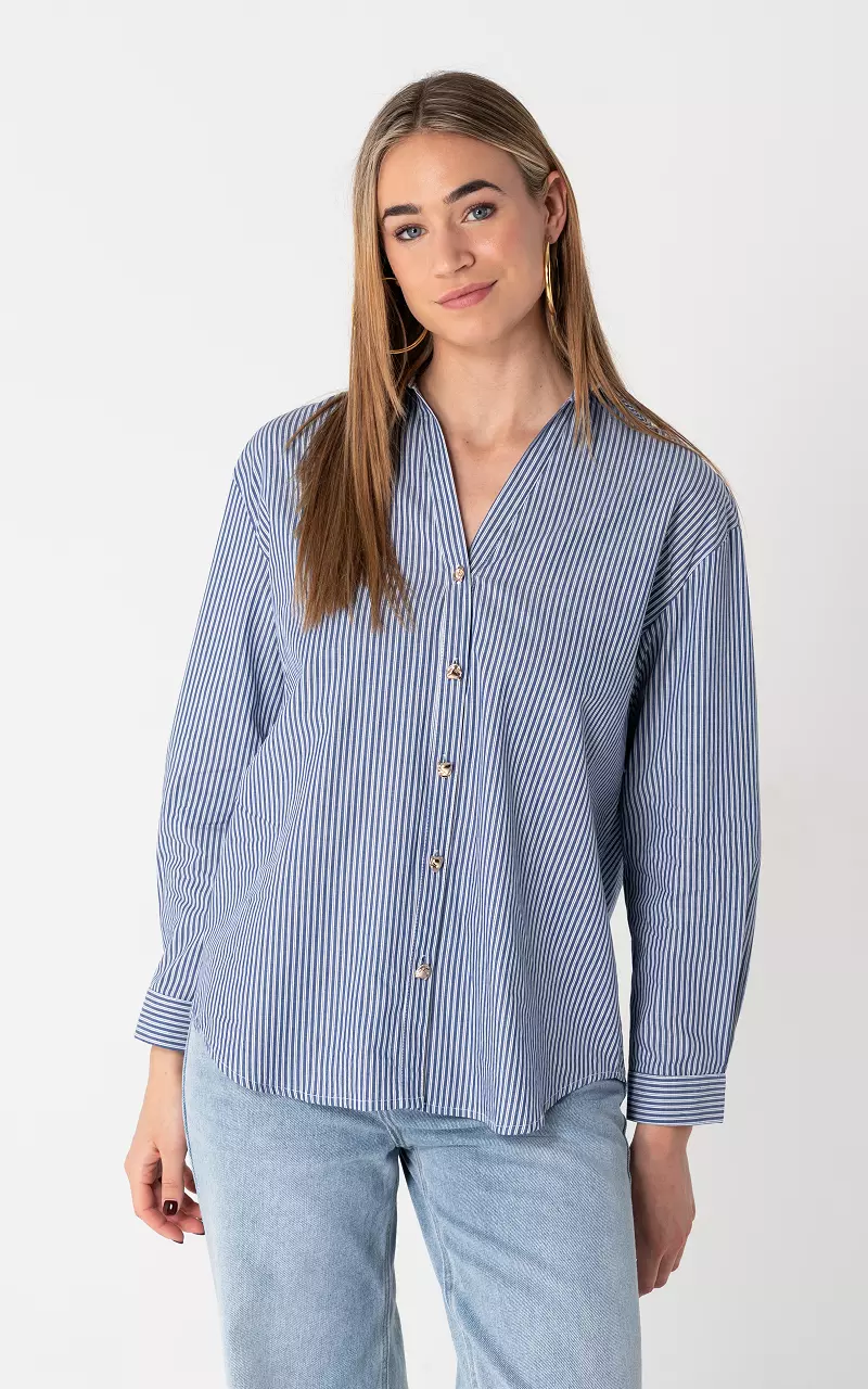 Bluse mit Streifen Blau Weiß