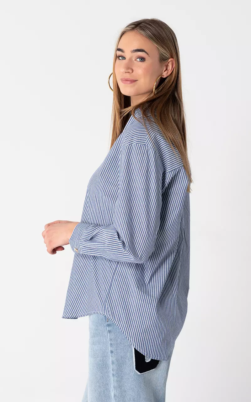 Bluse mit Streifen Blau Weiß