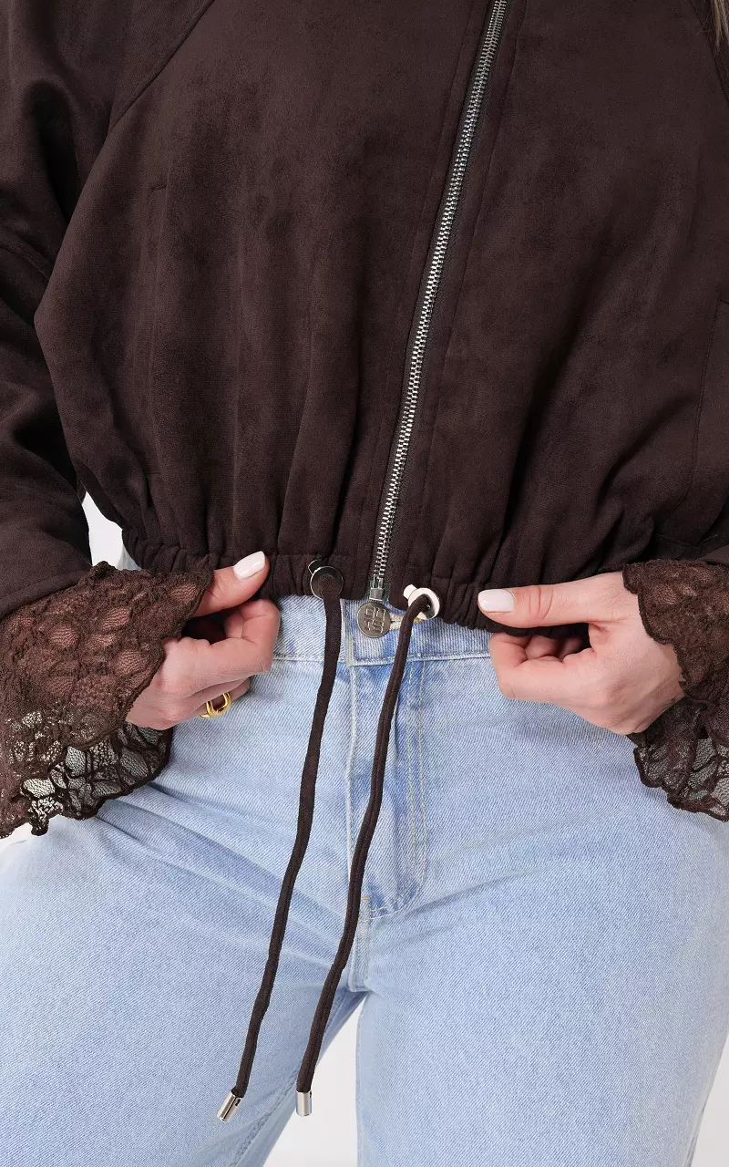 Suède look jacket Dark Brown