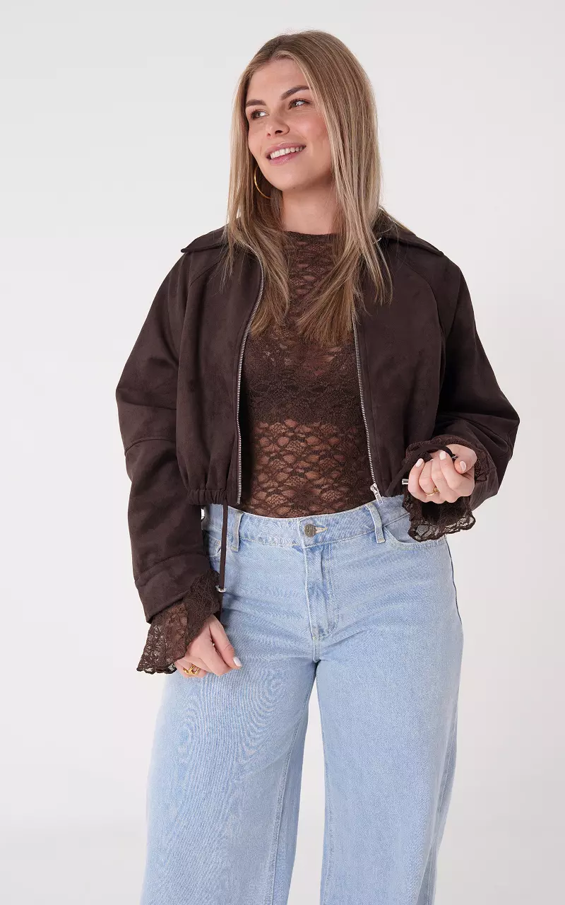 Suède look jacket Dark Brown