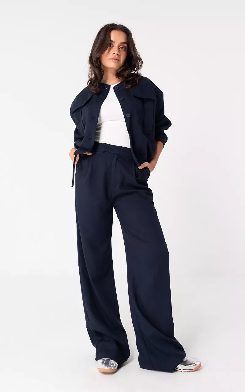 Wide leg broek Donkerblauw