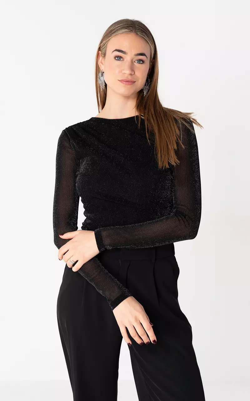 Glitzer Top Schwarz