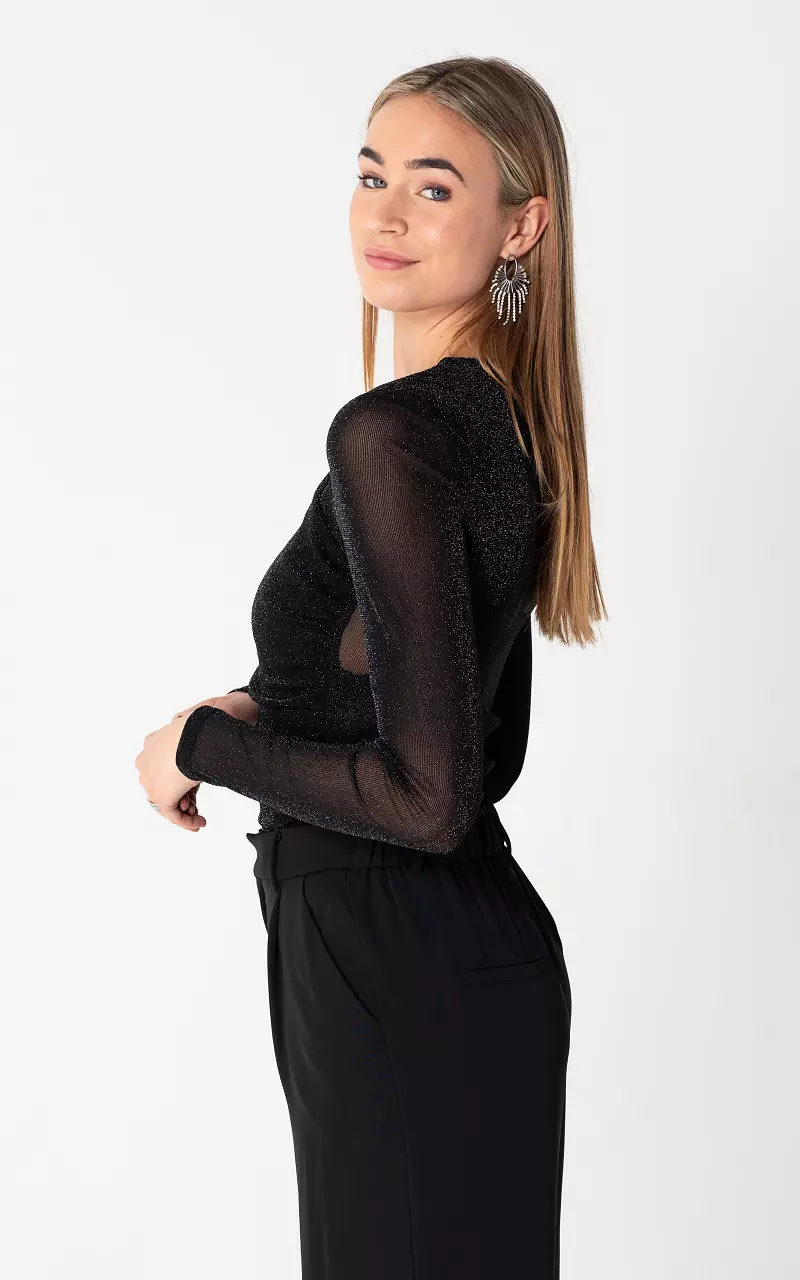 Glitzer Top Schwarz