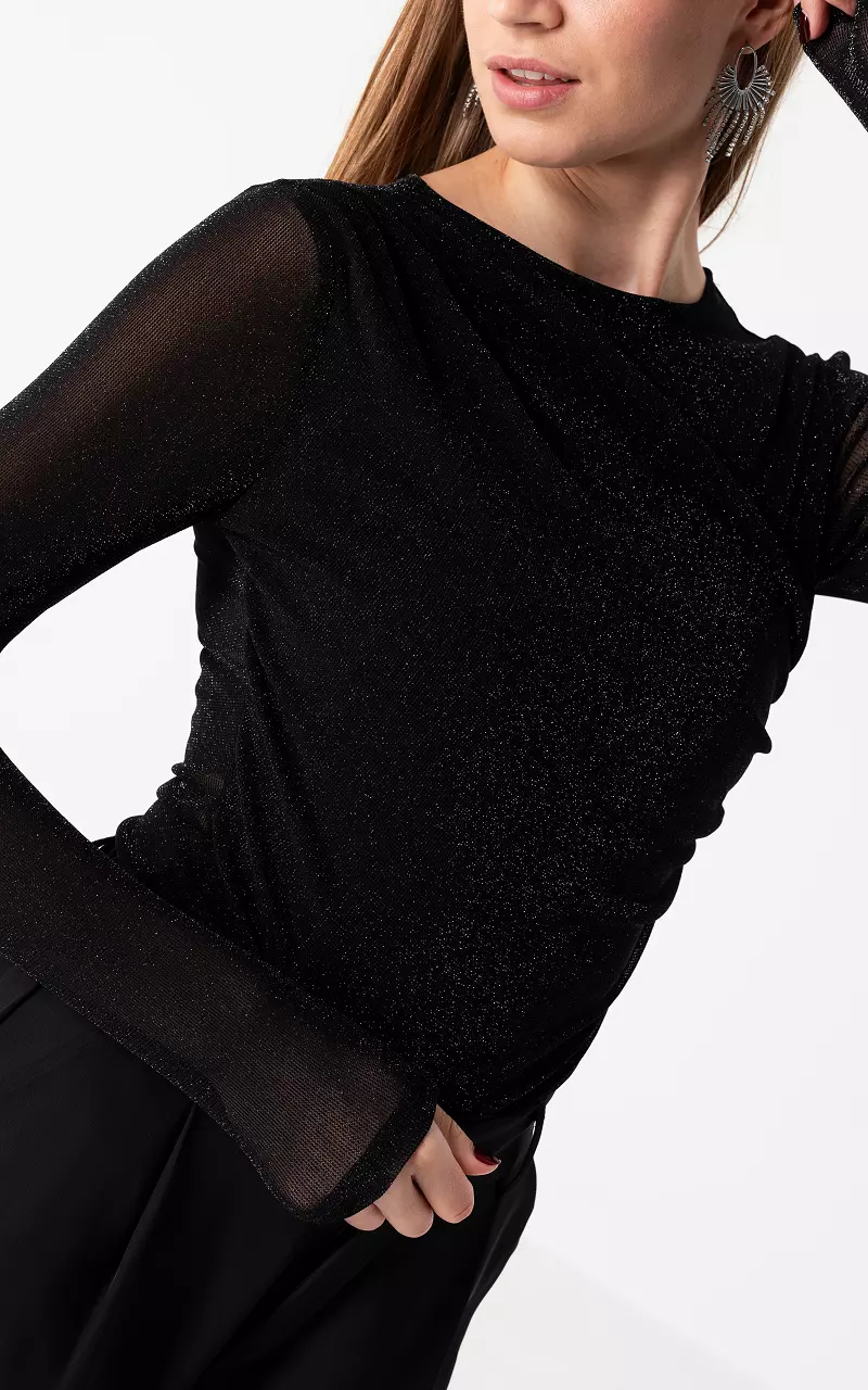 Glitzer Top Schwarz