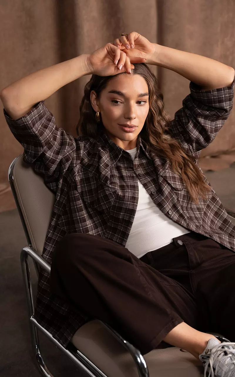 Blouse with buttons Dark Brown Cream